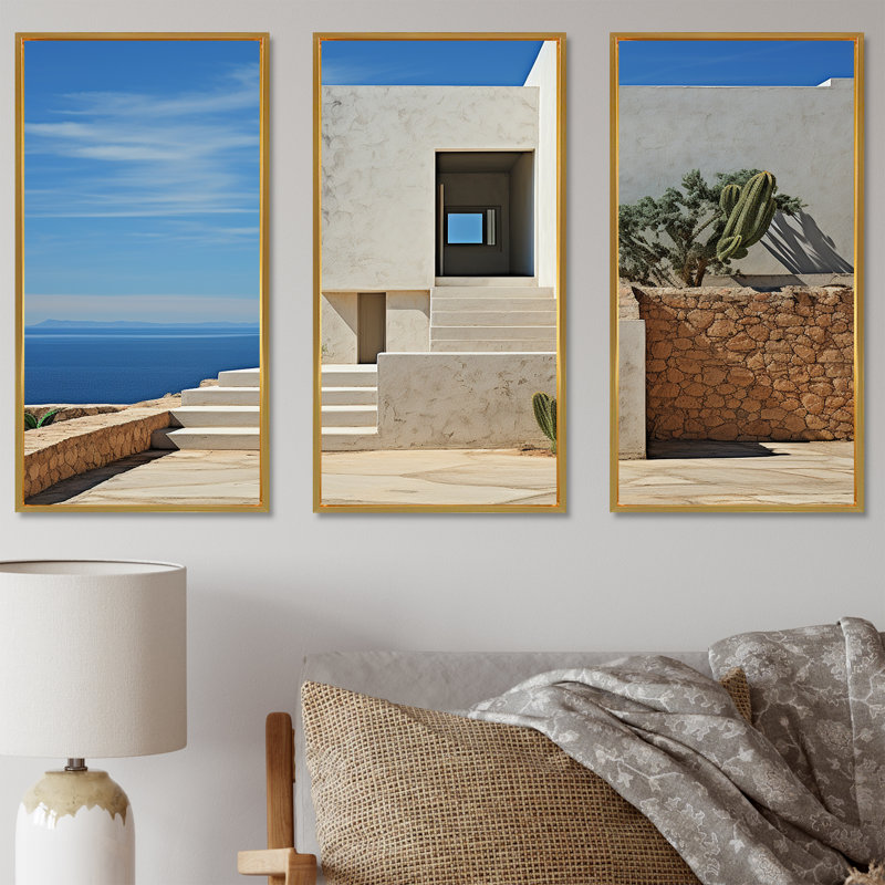 Paulsboro - Coastal Minimalisme, ensemble d'art sur toile, Cadre flottant doré, H 40 po x l 60 po x P 1 po