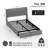 Upholstered LED Bed Frame With Storage Headboard Charging Station 2 Drawers Gray-1968671384