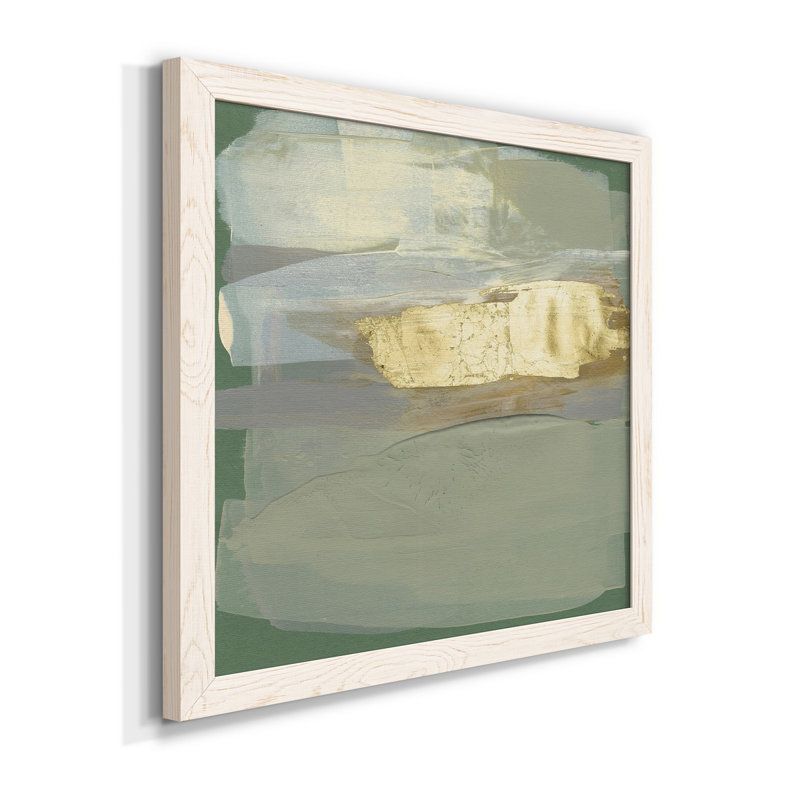 Sage & Gold Swipe II - Toile encadrée de qualité supérieure - prête à être accrochée, H 35,5 po x l 35,5 po x P 1,5 po, Blanc