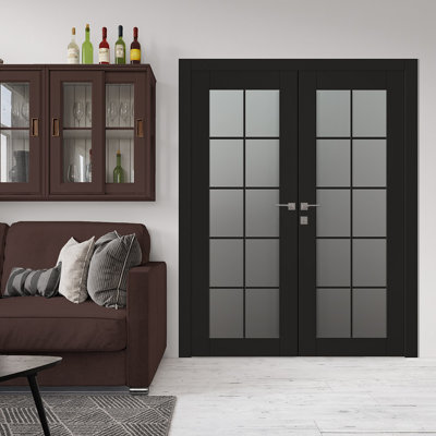 Avon 10 Lite Manufactured Wood and 10 Lite Frosted Glass Panelled Double French Door