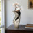 Sculptural Metal Table Vase for Home Decor - Decorative Flower Vase Accent for Living Room, Bedroom, or Shelf Display - Silver & Black-1659589194-1659589193