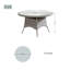 Table de salle à manger d'extérieur en rotin 4 places - Structure en aluminium antirouille, verre trempé de 5 mm et trou pour parasol, table de patio facile à assembler pour terrasse