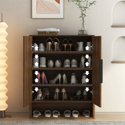 Modern Wooden Shoe Storage Cabinet With Doors, Entryway Shoe Organizer Cabinet