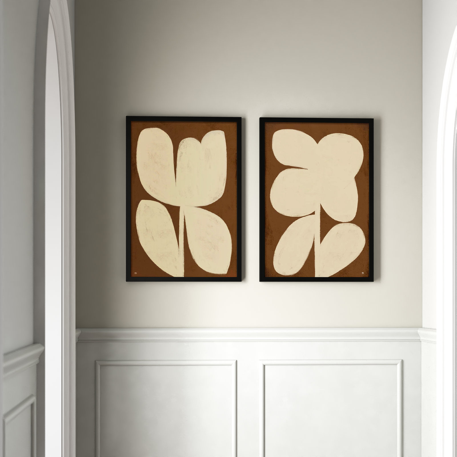Flower 2-Piece Painting Set, Black Framed, 30" H x 21" W x 1.25" D