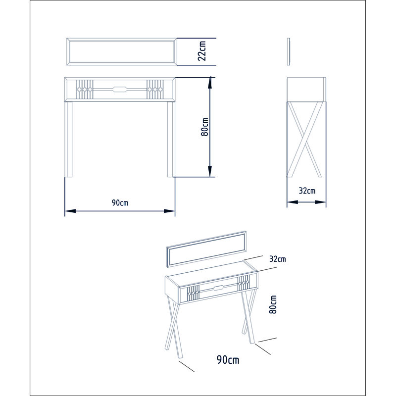 Caswell Dressing Table with Mirror