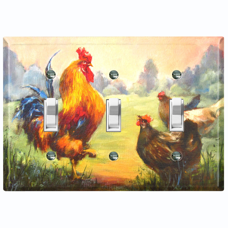 Plaque murale coq et poulailler