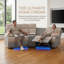 Causeuse inclinable moderne à 2 places avec console de rangement, canapé inclinable manuel en similicuir pour le salon, beige
