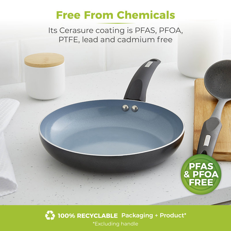 Tower Aluminium Cerasure Fry Pan with Non-Stick Coating, Suitable for all Hob Types, Graphite, Black, 24 cm