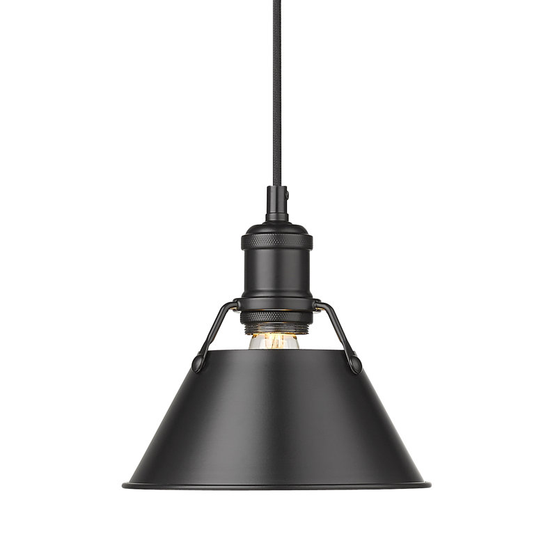 Luminaire suspendu conique à 1 lumière Weatherford, Noir mat, Noir, noir, noir, noir, H 129 po x l 7,5 po x P 7,5 po
