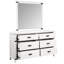 Miroir de chambre à coucher de style moderne avec touche rectangulaire blanche antique - caractéristique de conception