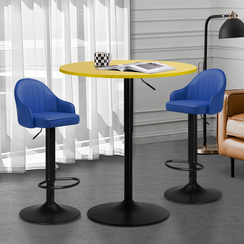 Arabellarose 2 - Person Pedestal Dining Set, Yellow, Blue