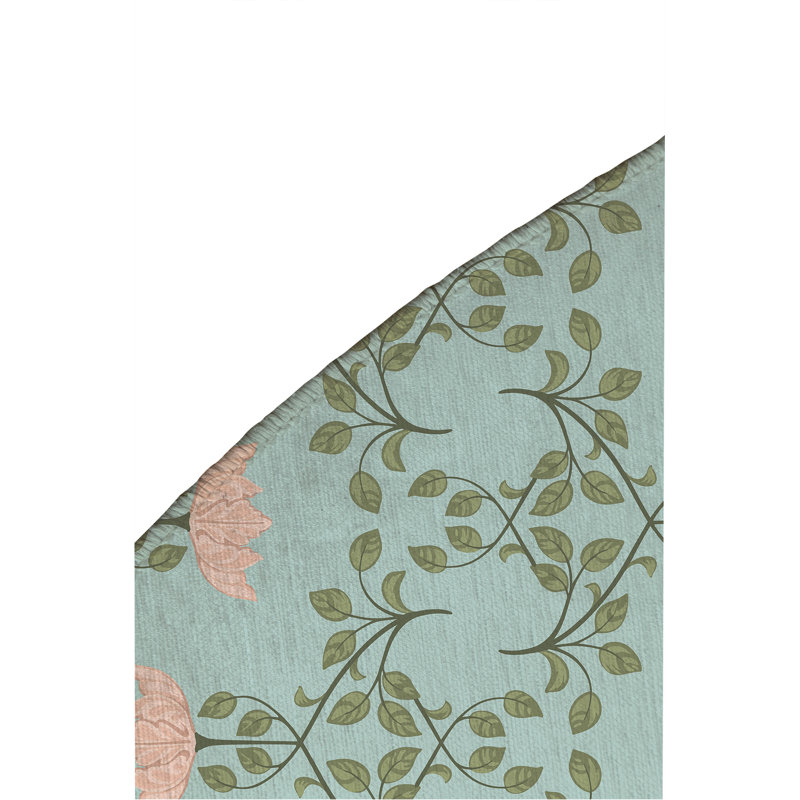 Tapis d'extérieur décoratif Anjelica, Bleu, Rond 5 pi