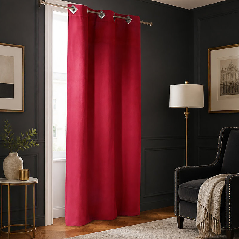 Suedine Room Darkening Single Curtain Panel, Taupe