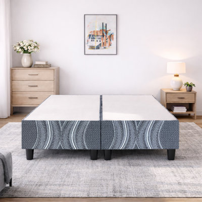 Wood Box Spring/Foundation With Legs For Mattress Support, Heavy-Duty Structure, Fully Assembled, No Need For Bed Frame, Queen, Black by Alwyn Home
