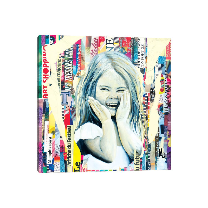 The Mischievous Little Girl by Val Escoubet - Painting on Canvas, Wrapped Canvas, 45.72cm H x 45.72cm W x 3.81cm D