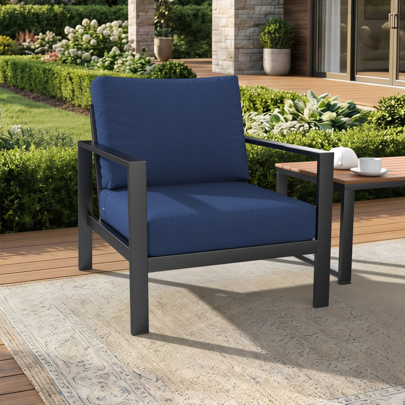 Coussin de siège extérieur Amala Sunbrella®, Tissu marine Sunbrella, L 25 po x P 25,5 po
