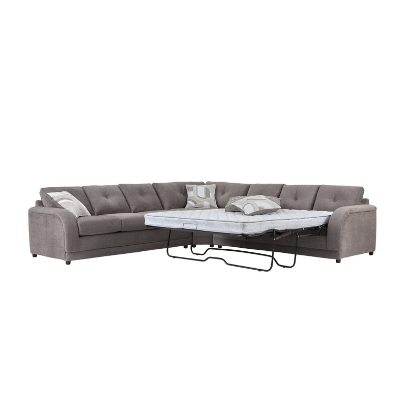 Hughes Furniture 23600 3-Piece Queen Sleeper Sectional Sofa, Cruiser Fossil, Cruiser Fossil Polyester