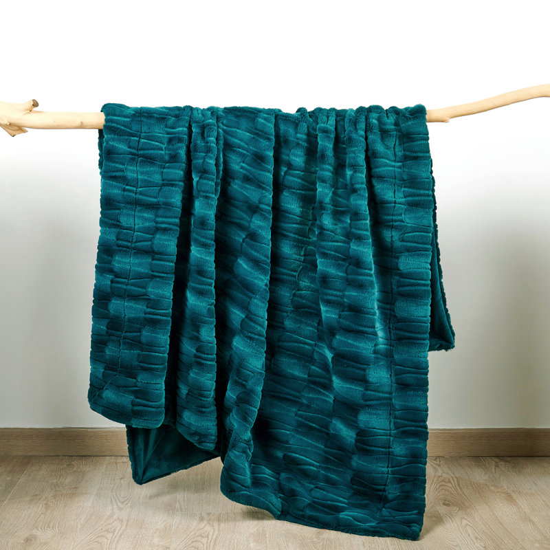 Knitted Throw Blanket, 127cm x 152.4cm, Teal