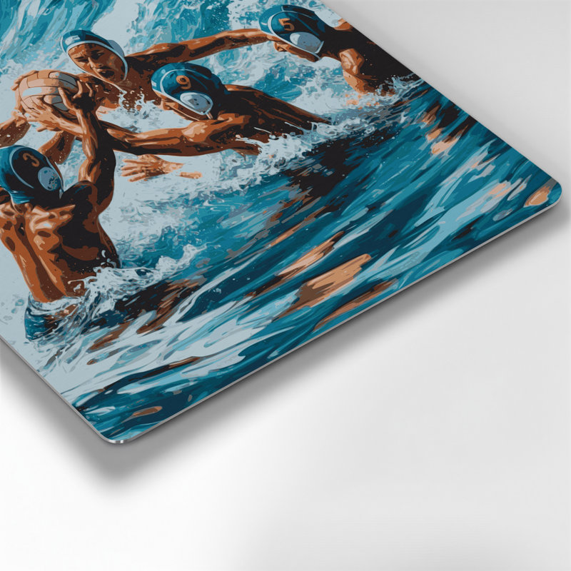 Sports nautiques, water-polo, art mural en métal bleu, H 12 po x l 12 po