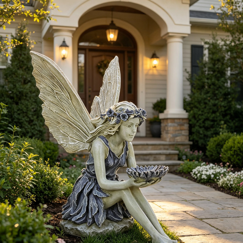 Magical Fairy Garden Statue - Elegant Resin Elf Outdoor Decor