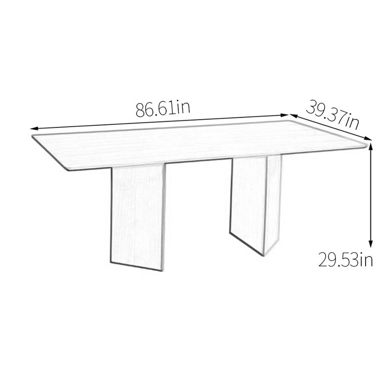 Ash creative dining table, 29.53"H x 86.61"L x 39.37"W