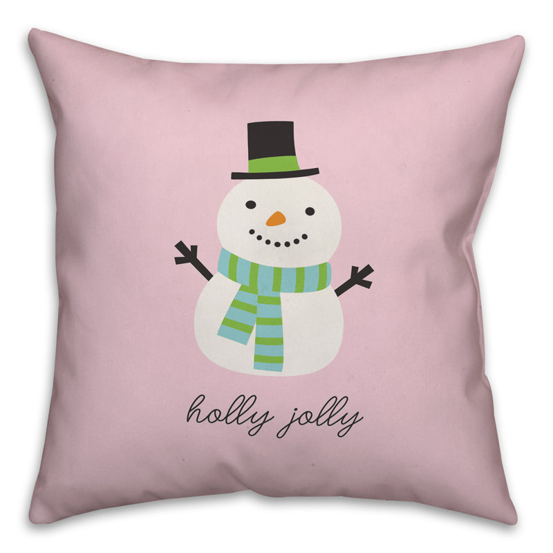  Housse de coussin Holly Jolly Snowman, 18 po x 18 po, Polyester/ Bourre en polyester