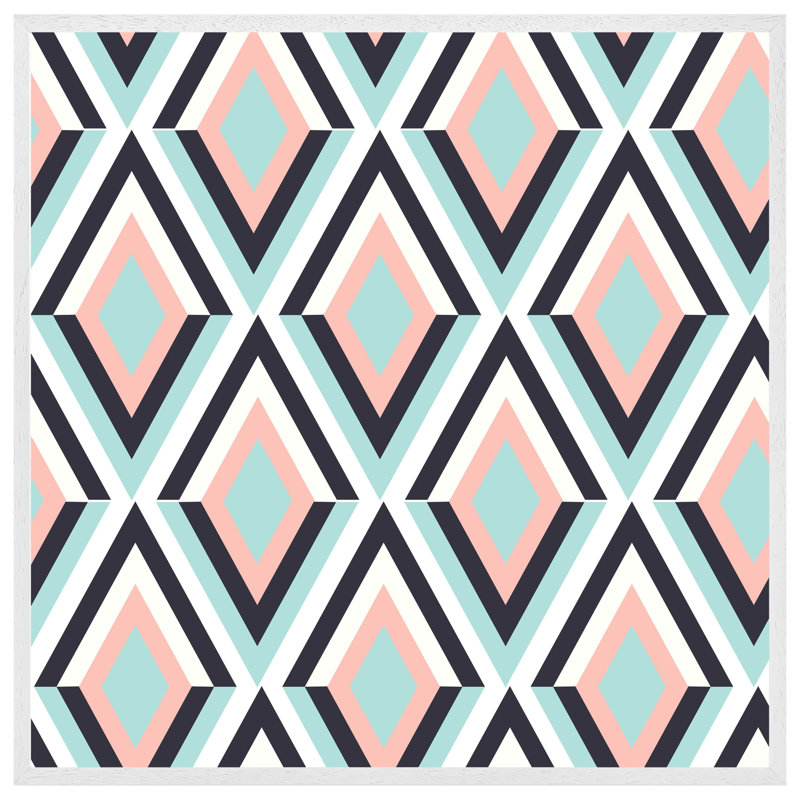 Askanaz Geometric Pattern 1 Piece Single Picture Frame Wall Art, 76cm H x 76cm W x 4cm D, White Framed