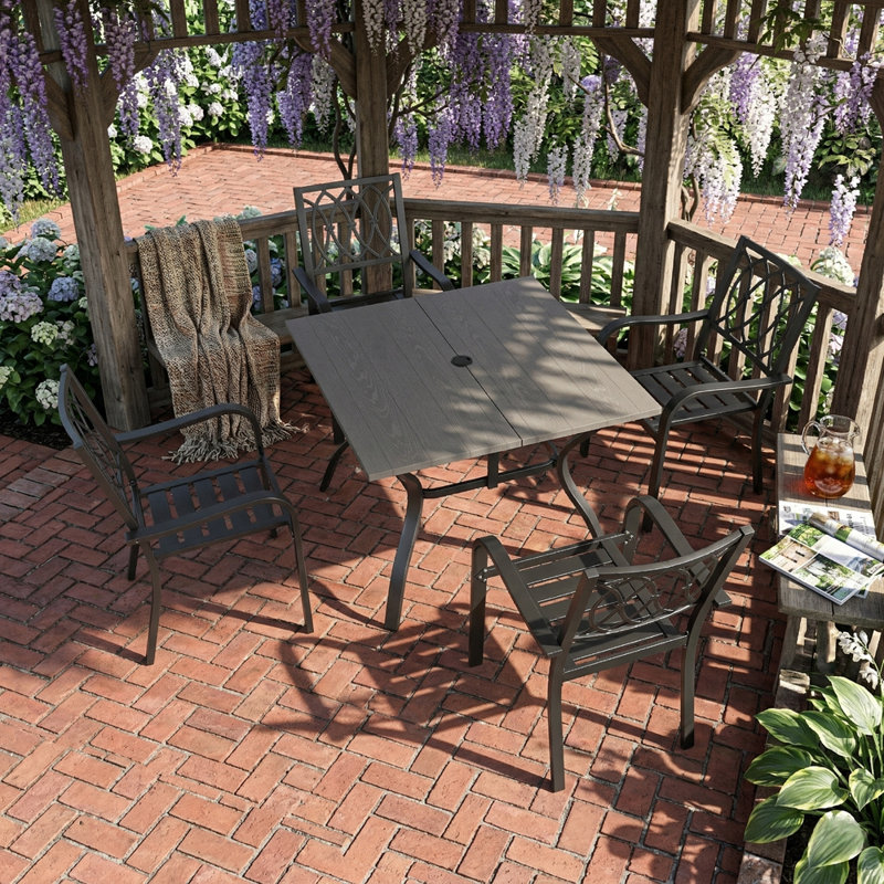 5‑Piece Outdoor Patio Dining Set, Black