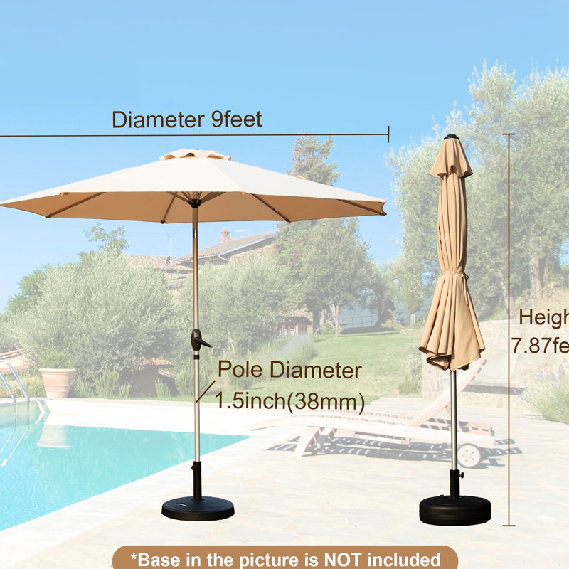 Parasol de patio 9 pi - bloquant, tissu imperméable, mât en aluminium, fonction d'inclinaison, pour le jardin, la terrasse, la cour, la piscine, la protection extérieure beige, l'écurie