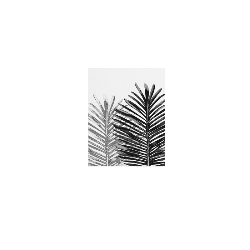 Feuille de palmier noir tropical, art sauvage sur toile tendue 12 x 18