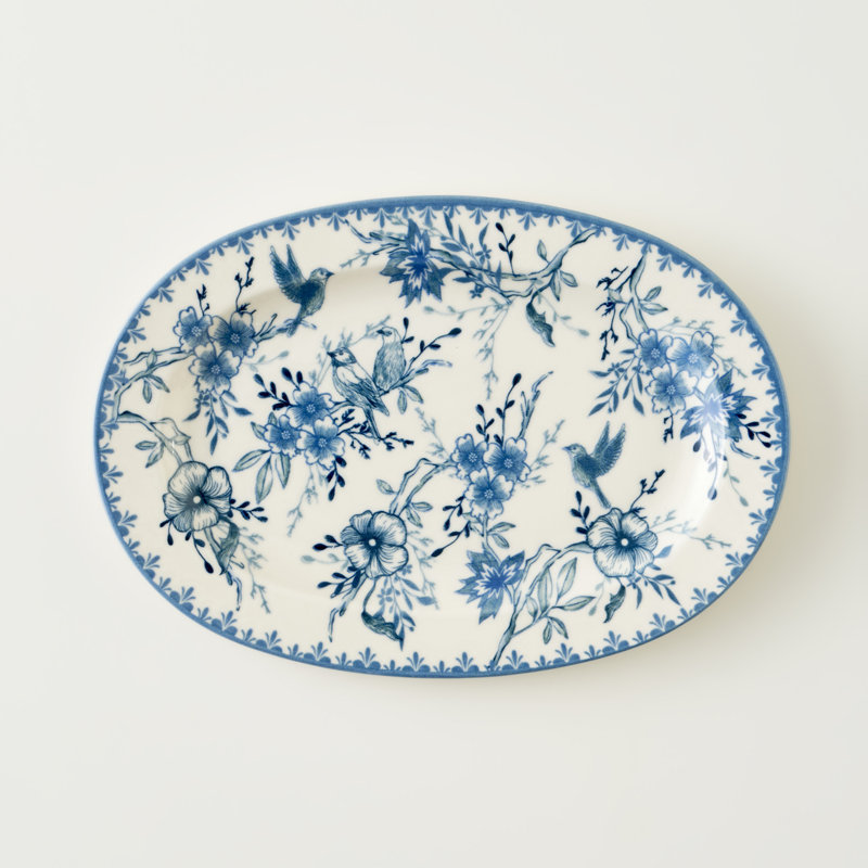 Plateau de service en porcelaine Bleu Blanc