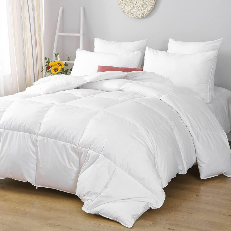 Édredon toutes saisons en duvet de plumes, édredon 100% coton doux, Grand lit