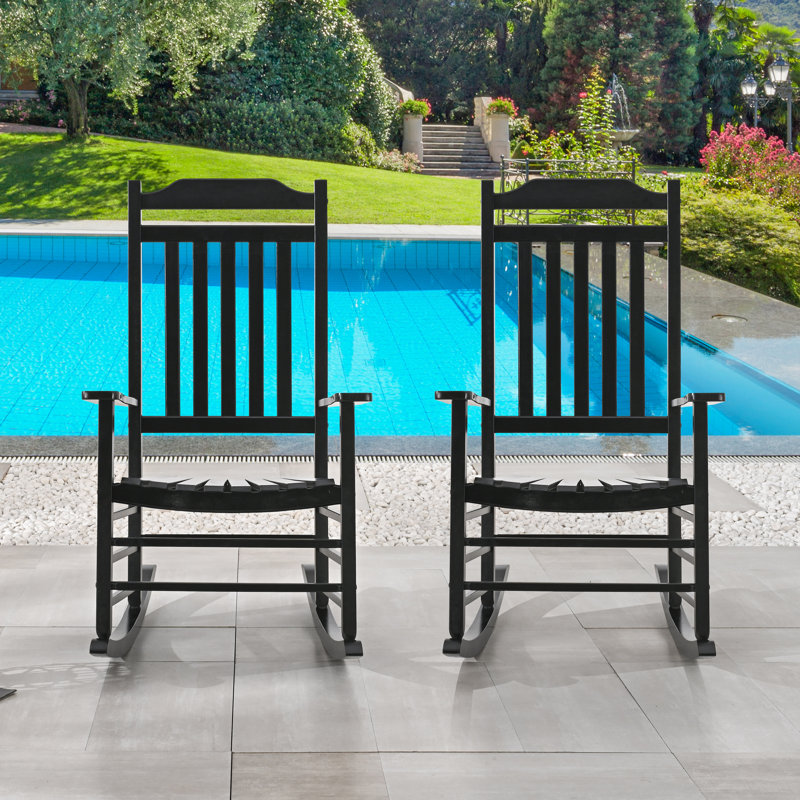 Chaise berçante d'extérieur en bois Cheridwen, Noir