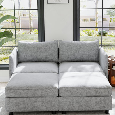 Causeuse-causeuse, canapé-lit de style Mid-Century moderne avec rangement