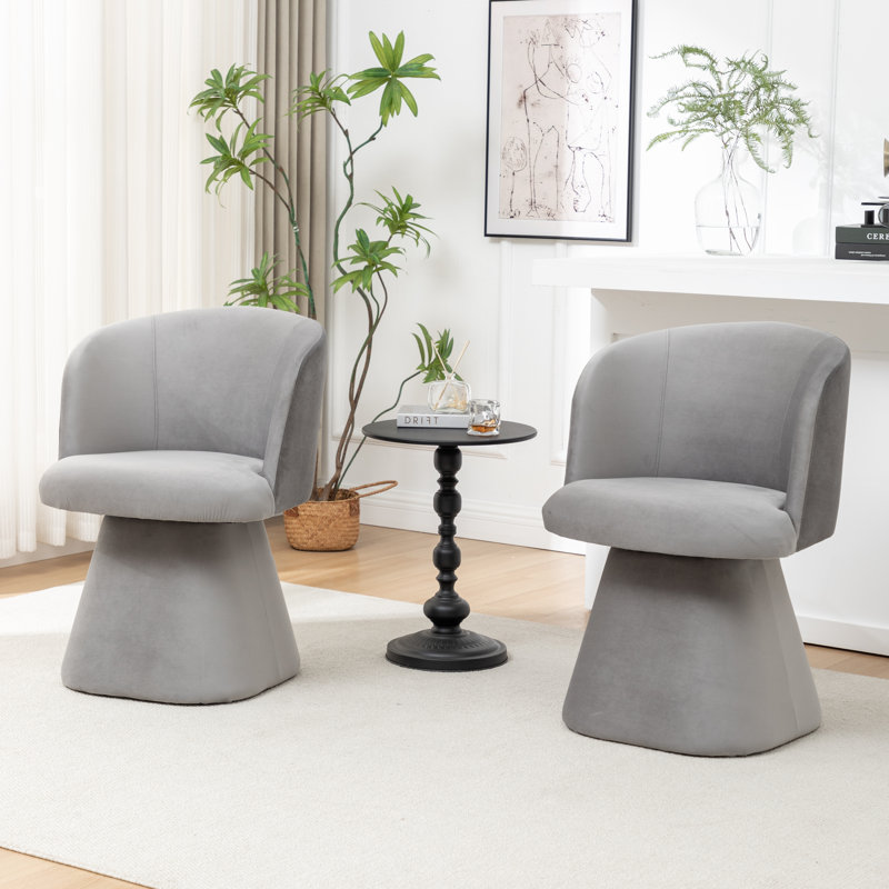 Dantzler Velvet Swivel Upholstered Dining Chair, Gray
