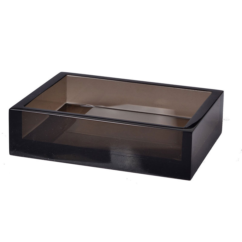Mike + Ally Luxury Ice Smoked Lucite Soap Dish for Bathroom, Smoked