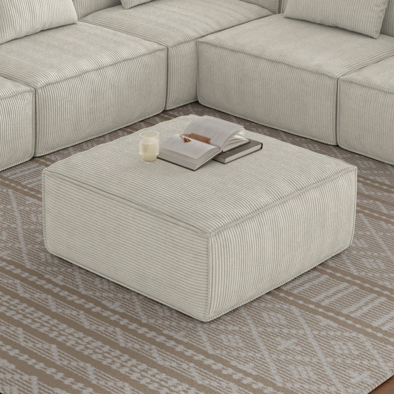 Sectional Sofa Ottoman , Cream, Cream, 15" H x 41.5" W x 31.5" D