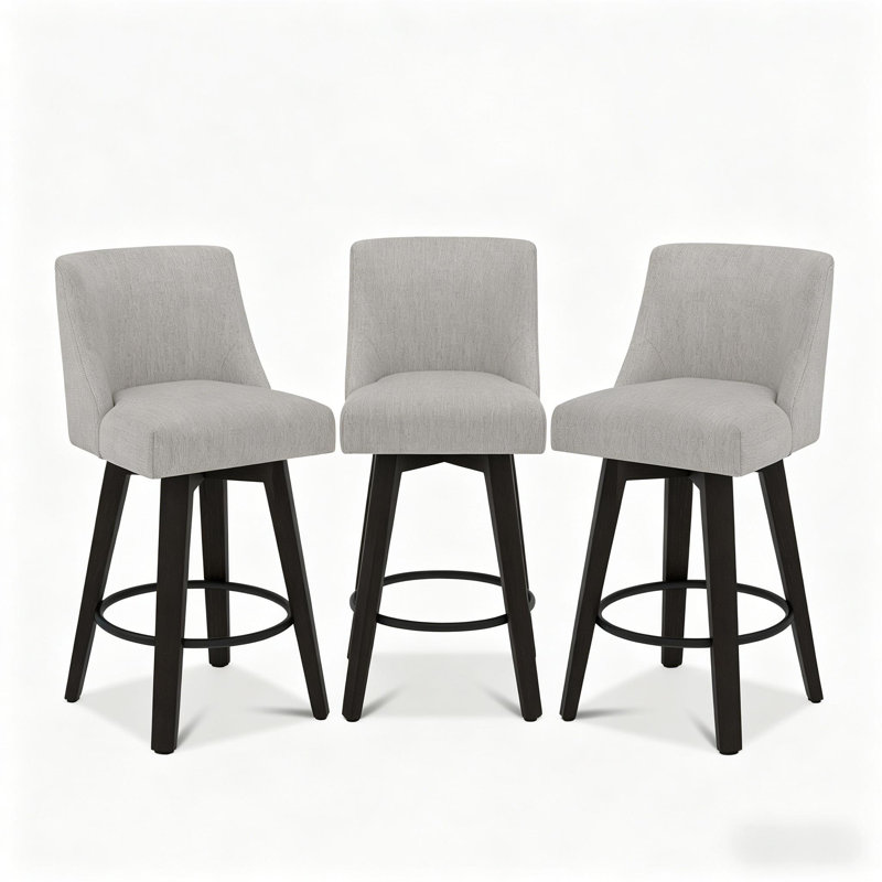 Tabouret de bar et de comptoir pivotant à 360 ° Novogratz - Structure en bois massif, Gris