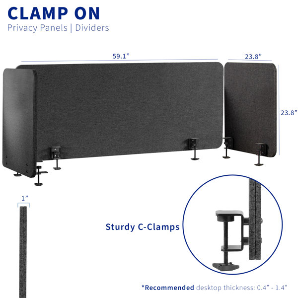 VIVO Clamp-on Desk 24 x 24 inch Dry Erase Board Stand Privacy Divider,  Double-Sided Magnetic Whiteboard Panel with Aluminum Frame, DESK-WB24C