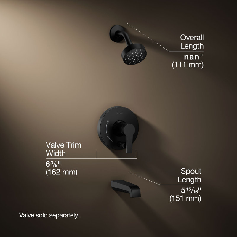 Pitch Rite-Temp Bath And Shower Trim Kit With Push-Button Diverter 1.75 Gpm, Matte Black
