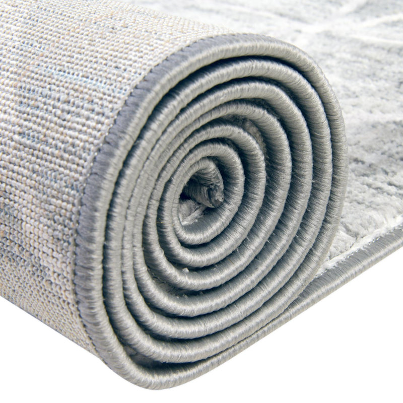 Tapis intérieur rectangulaire en polyester tissé à la machine abstrait Eshin, Tapis de couloir 2 pi 7 po x 16 pi 5 po