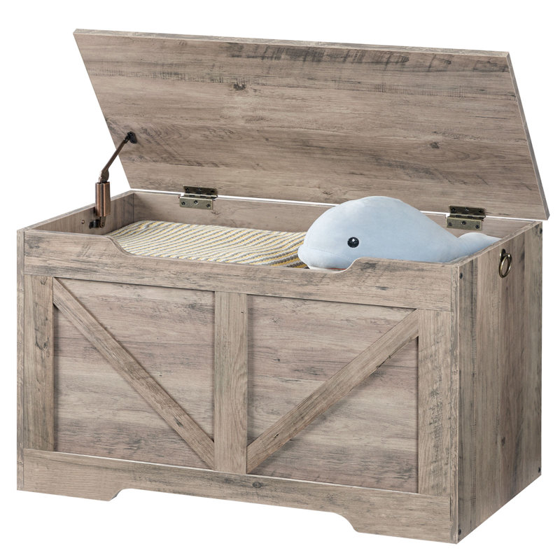 Coffre de rangement en bois pour enfants Cadesha, Gris
