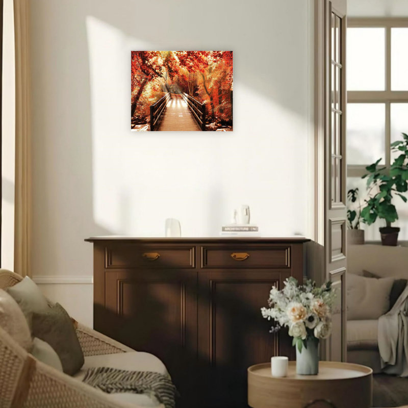 Pont d'automne, art mural 24 po x 18 po