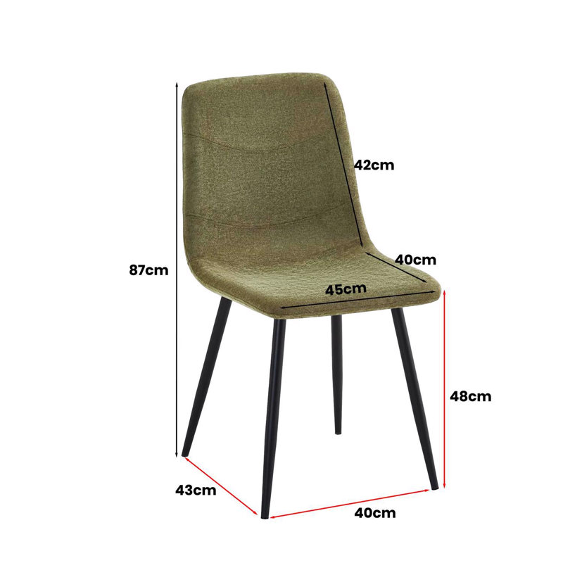 Fabric Upholstered Metal Side Chair, 2, Green