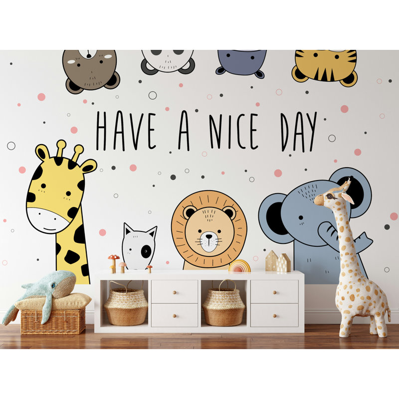 Adorables animaux de safari, papier peint «Have a Nice Day», L 50 po x l 75 po
