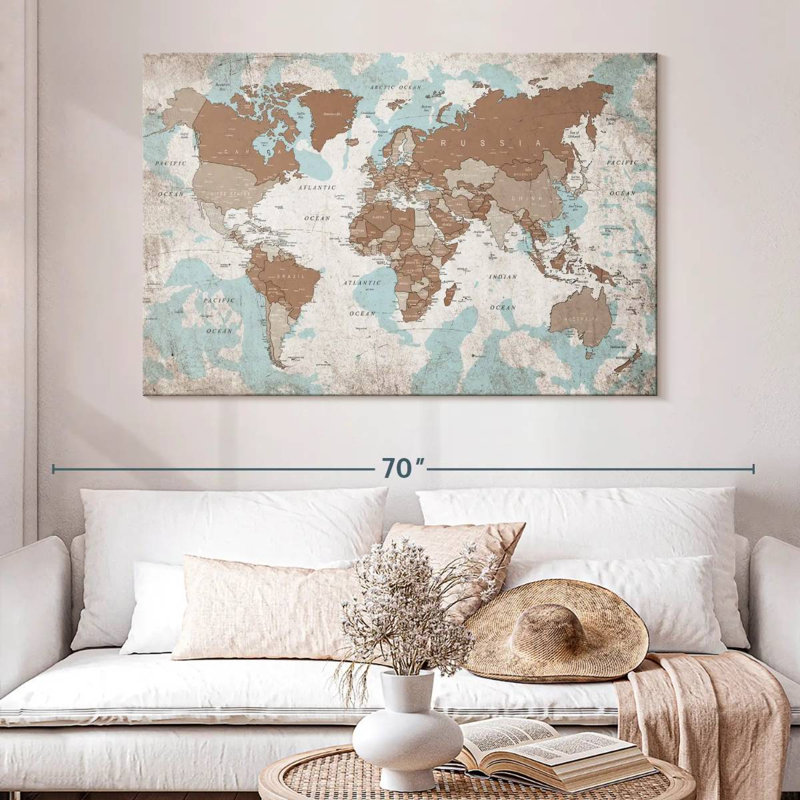 Keiri Geographic World Map VI, 34" H x 51" W