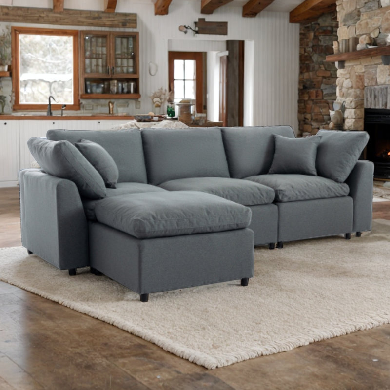 Kazimer Upholstered 104.3'' Sofa, Dark Gray