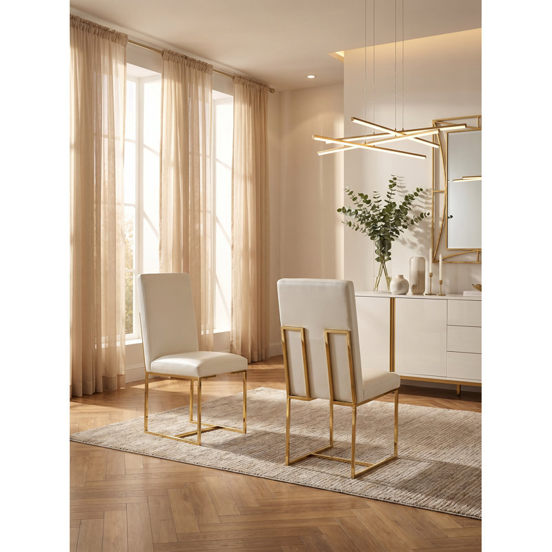 Llacoln 18.5'' H Genuine Leather Upholstered Parsons Chair