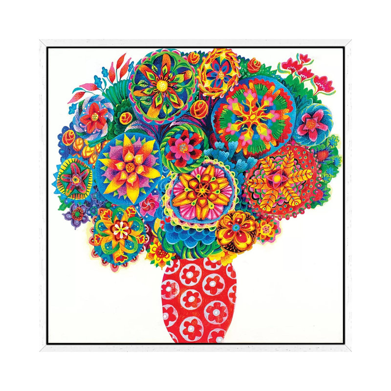 Cause For Celebration by Imogen Skelley - Painting on Canvas, White Framed, 66.04cm H x 66.04cm W x 3.81cm D