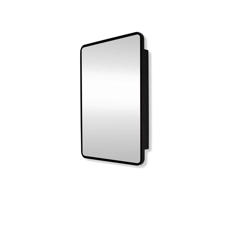 Armoire à pharmacie murale ou en métal avec miroir, Noir, H 28,17 po x l 20,17 po x P 5,07 po